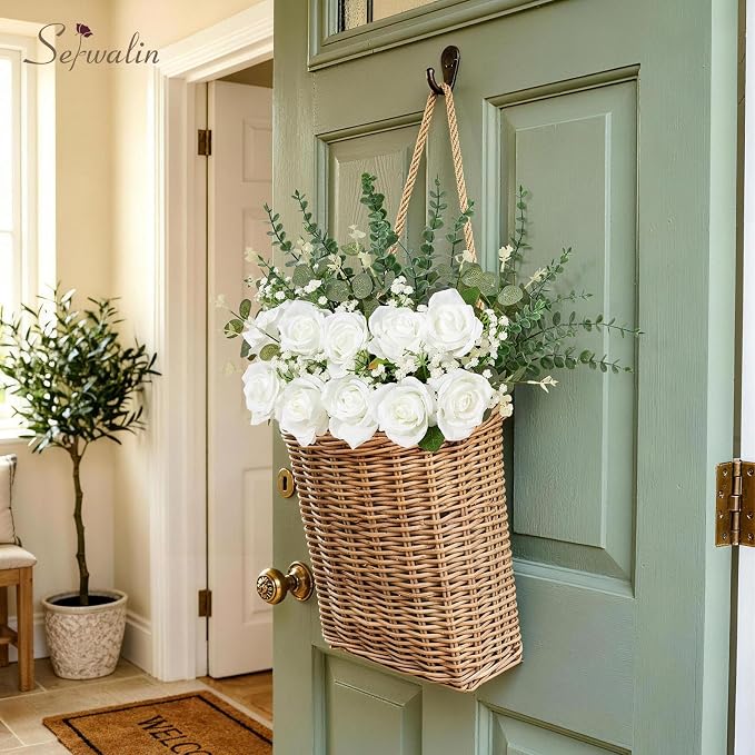 Serwalin 60 Pcs Mixed Eucalyptus Greenery Stems, White Roses, Babys Breath | Greenery for Centerpieces, Faux Eucalyptus Stems for DIY Wedding Bouquets, Floral Arrangement, Vase and Home Decor