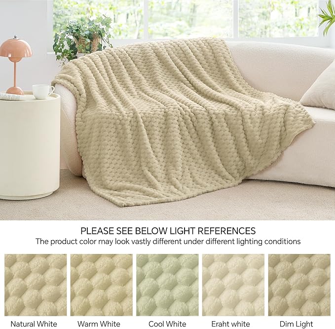 BEDELITE Almond Twin Blanket for Couch, Soft Cozy Gifts for Women, 60 * 80 | 3D Jacquard Decorative Fleece Blanket, Super Soft Plush Throws, Cute Birthday Gift for Women & Men, Suitable for All Seasons