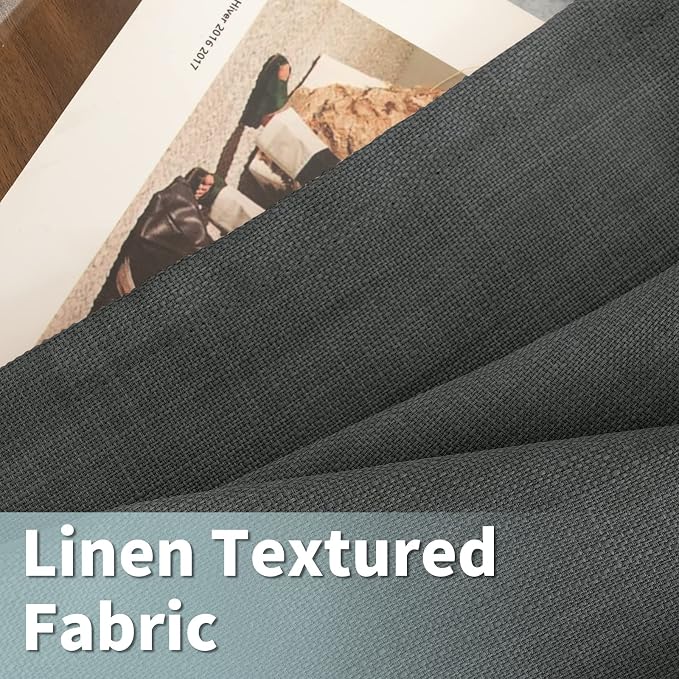 Light Filtering Linen Curtains 45 inch Length for Bedroom, Dark Grey | Thick Linen Textured, Privacy Drapes, Semi Sheer, Farmhouse Living Room Curtains, Grommet, 52 x 45 Inch, 2 Panels