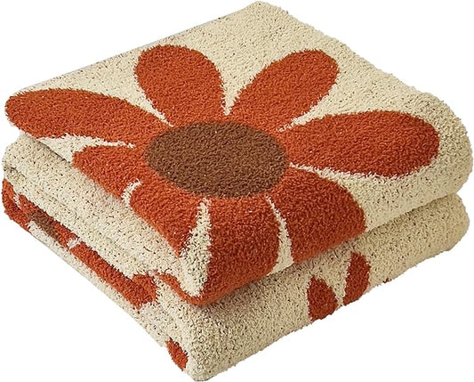 Ultra Soft Cozy Daisy Sunflower Knitted Throw Blanket Fluffy Microfiber Checkerboard Bed Blanket Lightweight Both Sides Blanket for Couch Sofa Bed (Daisy, Baby 30"x40")