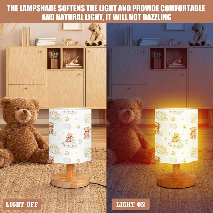 VIHOSE Bear Kids Table Lamp for Bedroom Kids Lamps for Girls Room