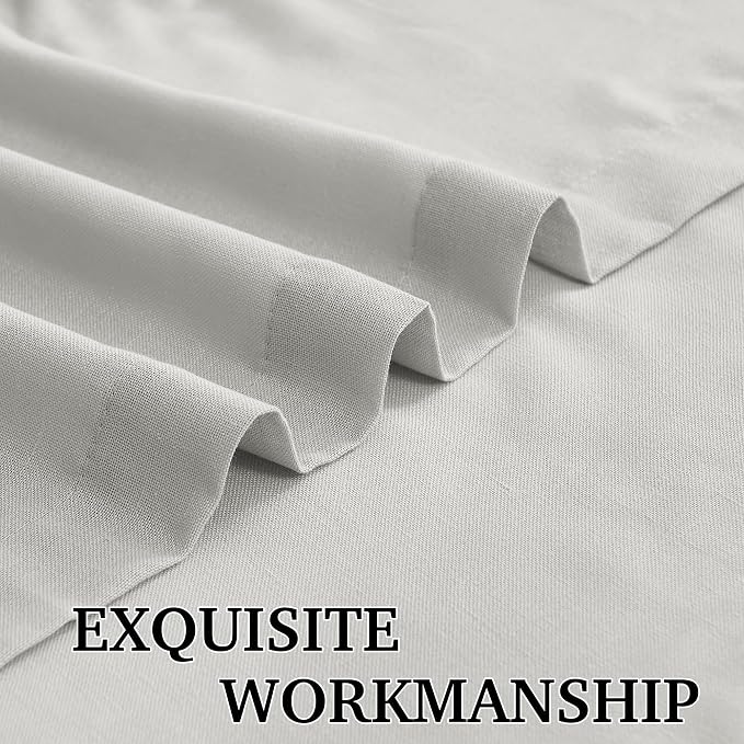 RYB HOME Linen Semi Sheer Curtains for Bedroom Living Room 84 inches Long | Light Filtering Privacy, Textured Burlap, Dining Room Sunroom Patio Door, Rod Pocket & Back Tab, W52 x L84, 2 Panels, Grey