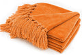 RECYCO Chenille Throw Blanket for Couch, 50"x60", Orange | Super Soft Knit Throw Blanket with Fringe Tassels, Lightweight Knitted Throw, Cozy, Ideal for Sofa Chair Bed Living Room Gift