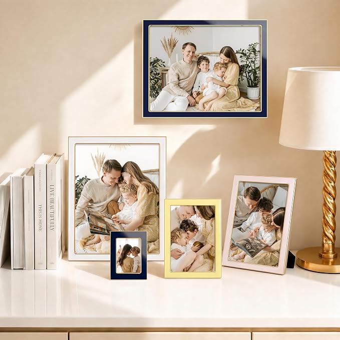 eletecpro 8x10 Enamel Picture Frame with Real Glass Cover, Navy, 1-Pack