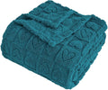 FY FIBER HOUSE Throw Blankets with Heart Checkered,Soft Warm Blankets for Lover Mom Father Gifts,Washable Lightweight Fuzzy Blanket for Couch Sofa Bed Office All Season(Umber Blue,50"x60"