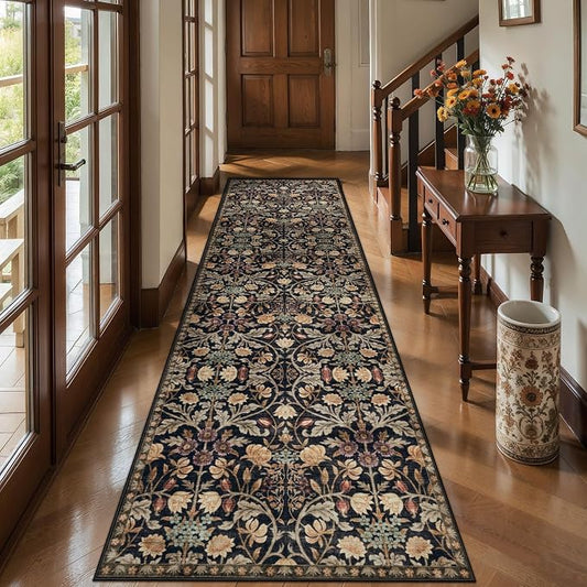 Ciicool 2x8 Hallway Runner Rug Floral Non Slip Washable Kitchen Rugs | Boho Soft Low Pile Long Carpet for Entryway Laundry Bedroom Carpets
