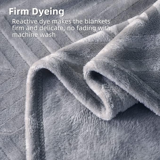 Whale Flotilla Flannel Fleece Bed Blanket King Size, Silver Grey | Lightweight Breathable Soft Bedspread, Plush Fluffy Coverlet Chevron Design Decorative Blanket for All Season, 90x104 Inch