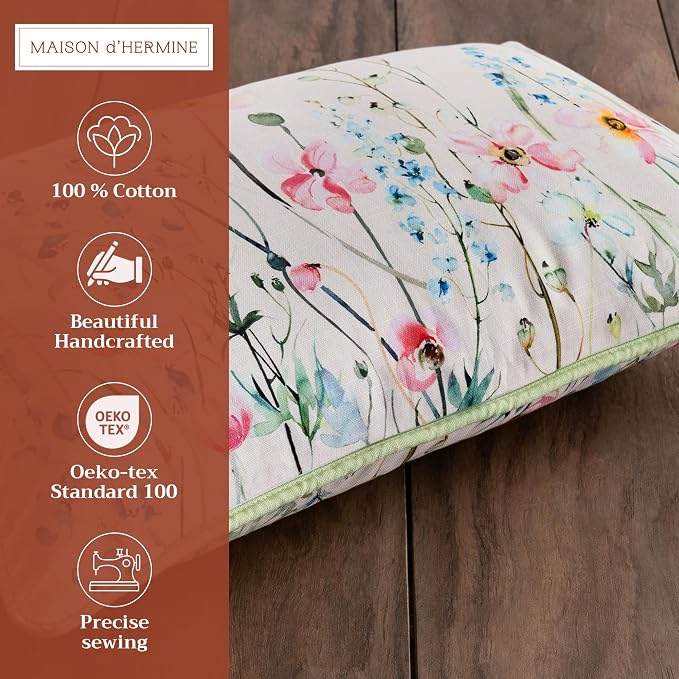 Maison d' Hermine Throw Pillow Covers 100% Cotton (12" x 20" - Pack of 1)