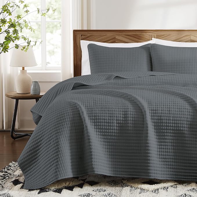 Queen Quilt-Lightweight Bedspreads Grey Queen Size Quilt Bedding Set | Soft Coverlet with 2 Pillow Shams for All Seasons, Suitable for Bed, Couch, 3 Pieces, 90"x94"