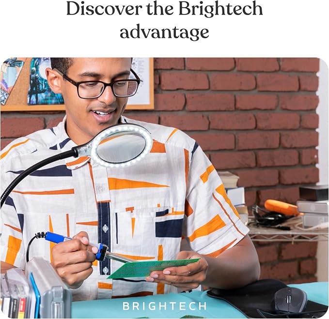 Brightech LightView Pro Flex 2 in 1 Magnifying Desk Lamp, 1.75x Light Magnifier, Adjustable Magnifying Glass with Light for Crafts, Reading, Close Work