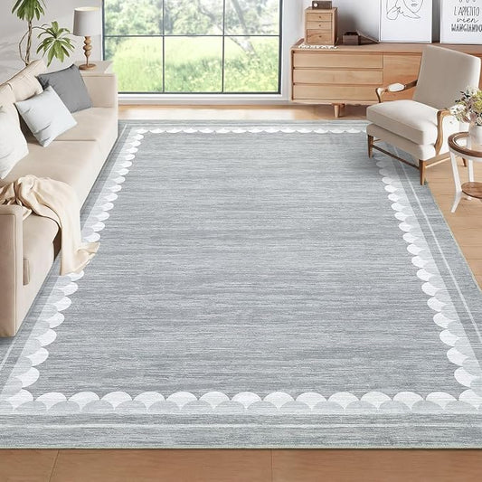 COZYLOOM Area Rug for Bedroom 5x7 Throw Rugs for Living Room, Machine Washable Area Rugs with Rubber Back, Non Shedding Low Pile Contemporary Carpet Stain Resistant Mats for Nursery Dining Room, Grey