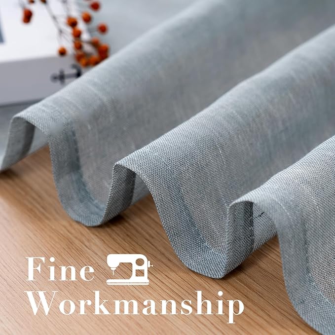 H.VERSAILTEX Linen Curtains Flax Linen Blended Curtain Panels for Living Room/Bedroom Semi Sheer Privacy Curtains 72 inch Length 2 Panels Set Nickel Grommet Window Drapes (52" W x 72" L, Teal)