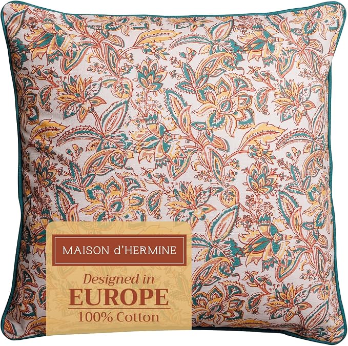 Maison d' Hermine Throw Pillow Covers 100% Cotton (20" x 20" - Pack of 1)