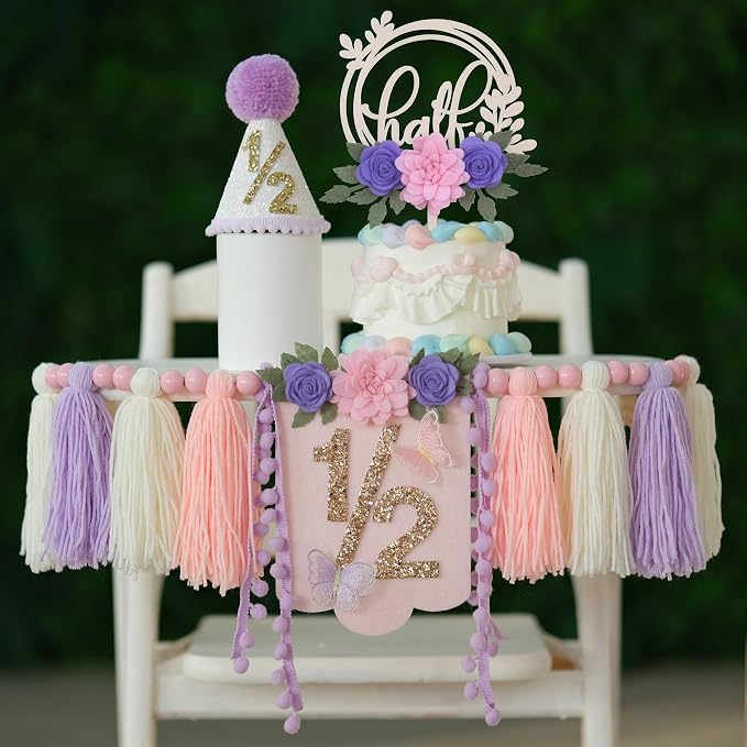 1/2 Birthday Girl Baby Girl 6 Month Birthday Half way To One Decorations