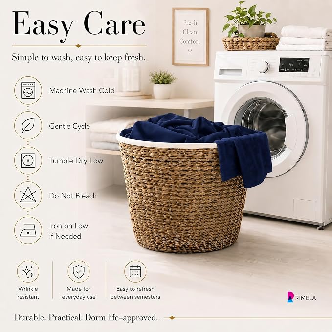 Dorm Room Bed Skirt Twin XL 42" Drop, College Split Corner Bedskirt, Navy | Solid ruffled, Wrap-around/elastic, Wrinkle & Fade resistant, with Adhesive Strips, Gift Packed, Machine Wash/Tumble Dry/Iron