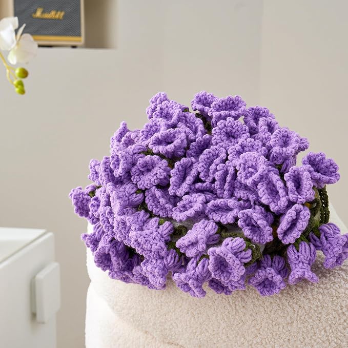 Longhui bedding Hand Crochet Lily of the Valley Blanket, 60” Floral Throw Afghan, Delicate Gift Symbolizing Happiness for Women, Her, Mom - Perfect for Mother‘s Day & Weddings
