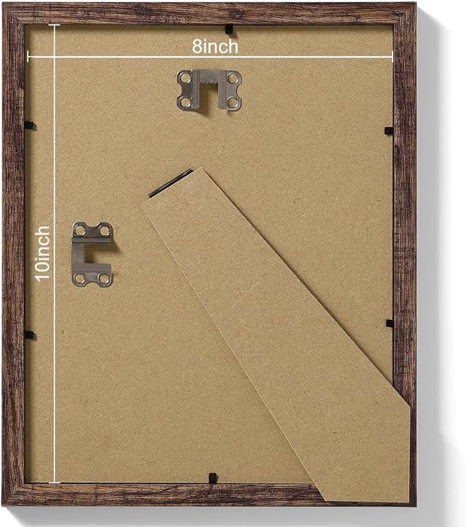 Vittanly 8x10 Picture Frames Set of 9 for Wall or Tabletop Display, Brown | Display Pictures 5x7 with Mat or 8x10 without Mat, Small Photo Frames, Engineered Wood with Shatter Resistant Plexiglass