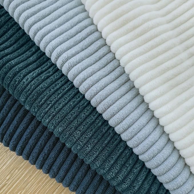 Pack of 4 Throw Pillow Covers Corduroy 18x18 Inch,Blue