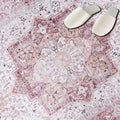 Pink Washable Rug 2x3, Non Slip Indoor 2x3 Entryway Rug | Soft faux wool, machine washable & stain resistant. Non-slip rubber backing, low pile. For entryway, kitchen, hallway.