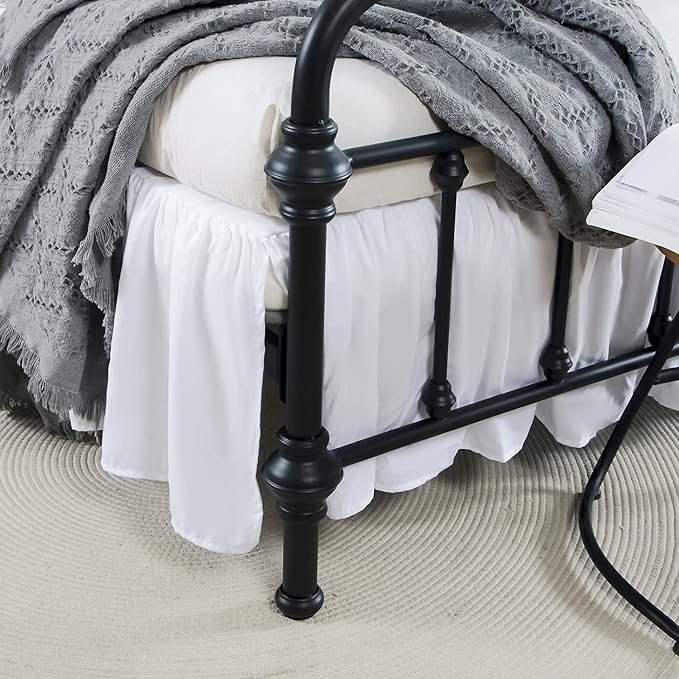 Bed Skirt Twin Size Ruffled Bed Skirt with Split Corners | 18 Inch Drop Dust Ruffle Bed Skirt with Platform, White