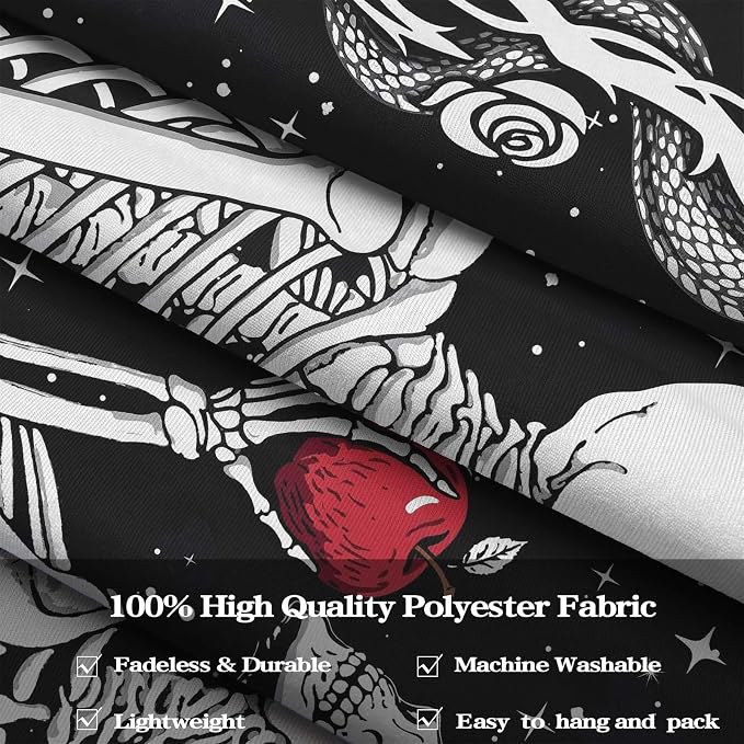 Accnicc Skeleton Lovers Tapestry Gothic Skull Vertical Tapestries Wall Hanging Black and White Floral Plant Snake Horror Large Tapestry for Bedroom Living Room Dorm 80 x 60 inch