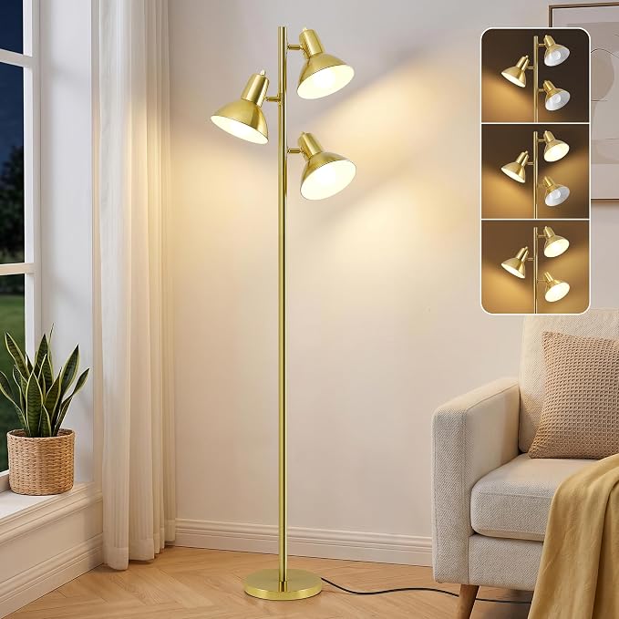 3 Light Floor Lamps for Living Room, 67" Tall Metal Modern Tree Floor Lamp