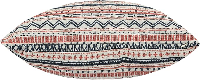 Mika Home Pack of 2 Throw Pillow Covers, Striped 18x18 Inches, Navy Pink | Cushion Cases for Sofa Couch, Bohemian Striped Geometric Pattern