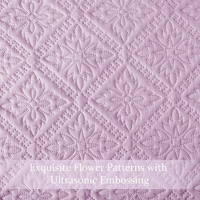 Exclusivo Mezcla Twin Quilt Set, Lilac | Lightweight Soft Bedspreads Coverlets, All Season Bedding with 1 Pillow Sham, Modern Style for Dorm Bedroom Guest Room