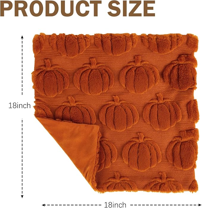 Fall Decorations for Home,Fall Throw Pillow Covers 18"x18" Set of 2, Caramel Farmhouse Thanksgiving Pumpkin Pillows Decorative, Faux Fur Pillow Covers for Couch Bed Room