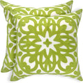Alysheer Embroidered Summer Decorative Throw Pillow Covers 18"x18" Set of 2, Classic Boho Mandala Green Pattern Cotton Canvas Chic Cushion Cases for Sofa Couch Bed Living Room Decor (Chartreuse Green)