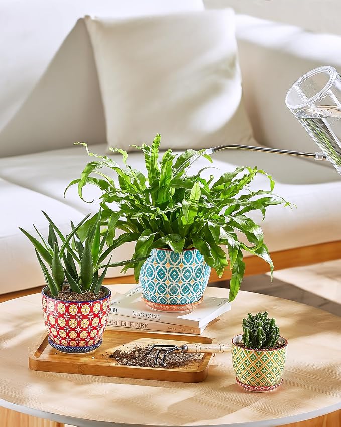 Metahom 4.9 Inch Ceramic Pots for Plants, Colorful Flower Pots Set of 4
