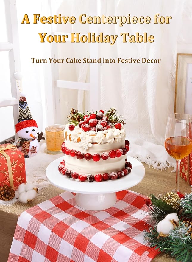 Porcelain Cake Stand, 10 in Round Cake Display Pedestal Stands, White | Round Dessert Stand, For Cakes, Cupcakes & Pastries, For Birthday Parties, Weddings & Baby Showers, Fits Cakes Under 8''