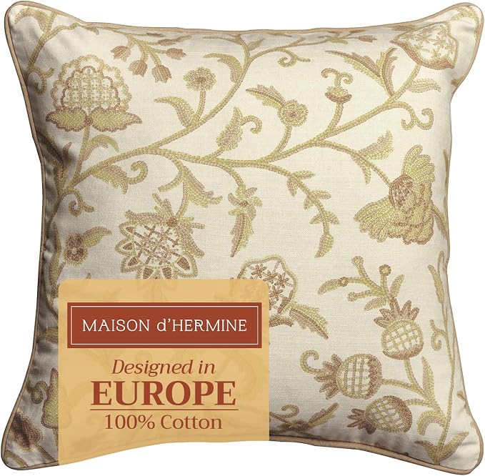 Maison d' Hermine Throw Pillow Covers 100% Cotton (20" x 20" - Pack of 1)