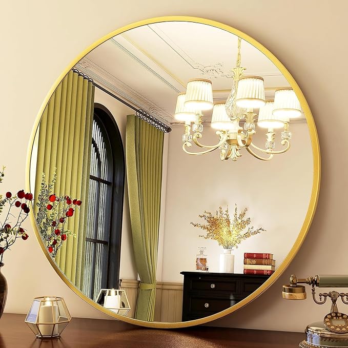 HARRITPURE Round Mirror 20 Gold Wall Mounted Circle Mirrors | Vanity Mirror with Aluminum Alloy Frame, Modern Decoration for Bathroom, Living Room, Vanity, Bedroom, Entryway
