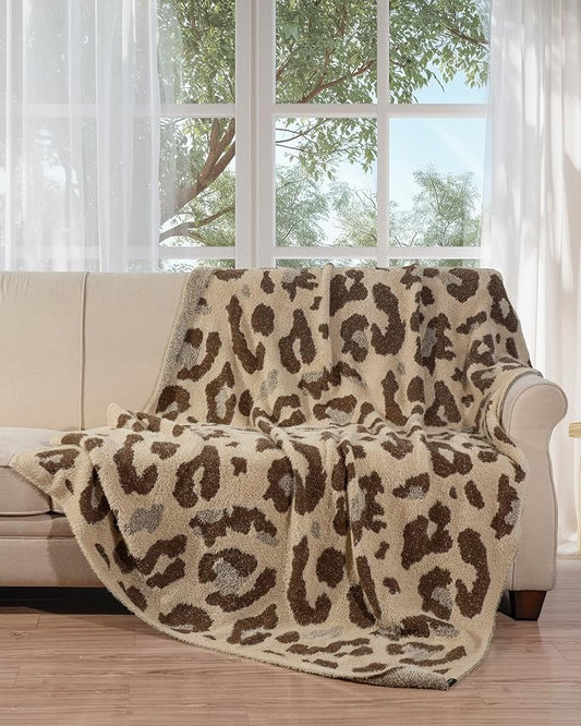 Knit Throw Blanket for Couch, Soft Cozy Fluffy Knitted Blanket for Sofa, Bed, Gift for Women Girls Home Decor (Brown, Twin 60"x80")