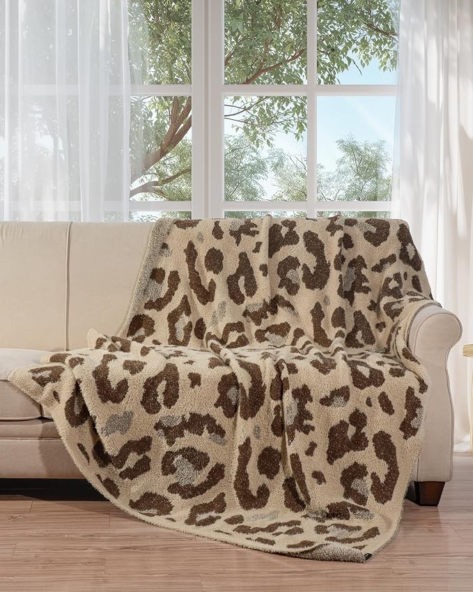 Knit Throw Blanket for Couch, Soft Cozy Fluffy Knitted Blanket for Sofa, Bed, Gift for Women Girls Home Decor (Brown, Throw 50"x60")