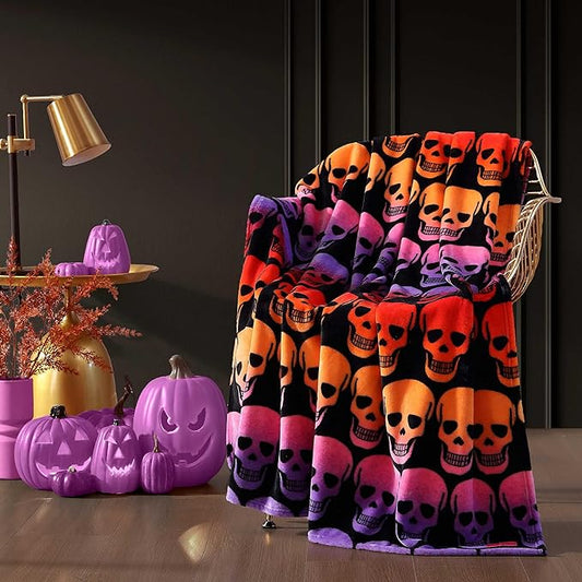 Betsey Johnson - Blanket, Buttery-Soft Throw Blanket for Couch or Bed, Boldly Plush & Oversized Bedding (Skull Ombre Black, 50" x 70")