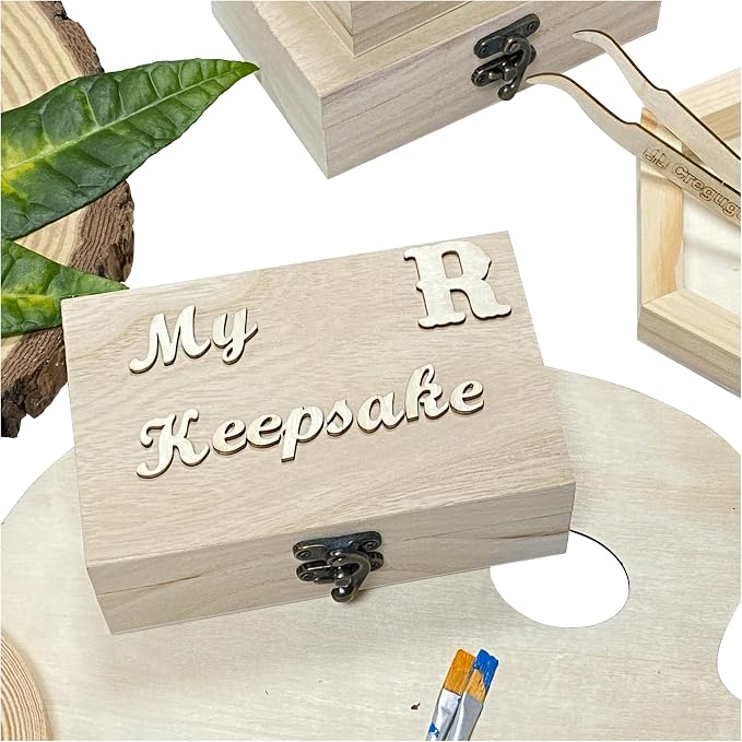 24-Pack Small Wood Box for Crafts 6"x4"x2" Unfinished Wooden Box with Lid Keepsake Box for Jewelry Storage DIY Crafts