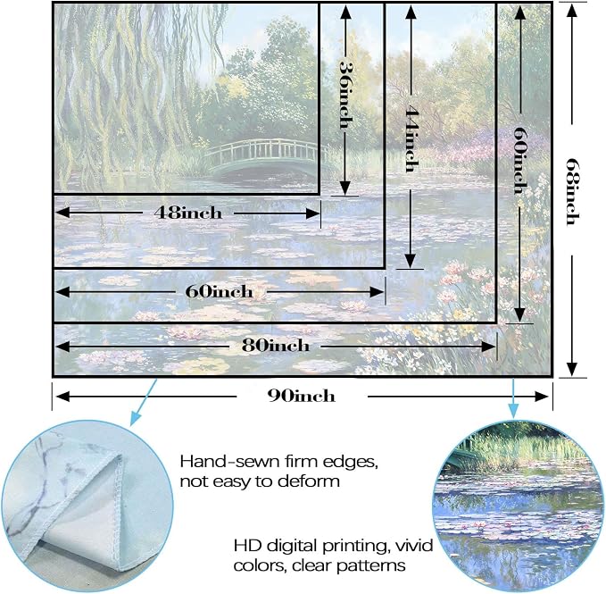 Accnicc Monet Water Lilies Tapestry Green Floral Plant Tapestries Aesthetic Monet Wall Art Posters Nature Flower Garden Landscape Tapestrys for Bedroom Living Room Dorm 80 x 60 Inch