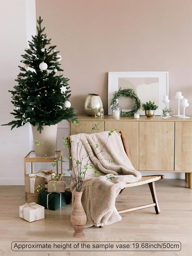4pcs 38" Green Ficus Fake Leaves Silk Artificial Plants Tree Tall Greenery Stems Realistic Olive Branches Faux Flowers for Vases Filler Indoor Office Decorations Table Centerpiece Home Decor Forlaoers