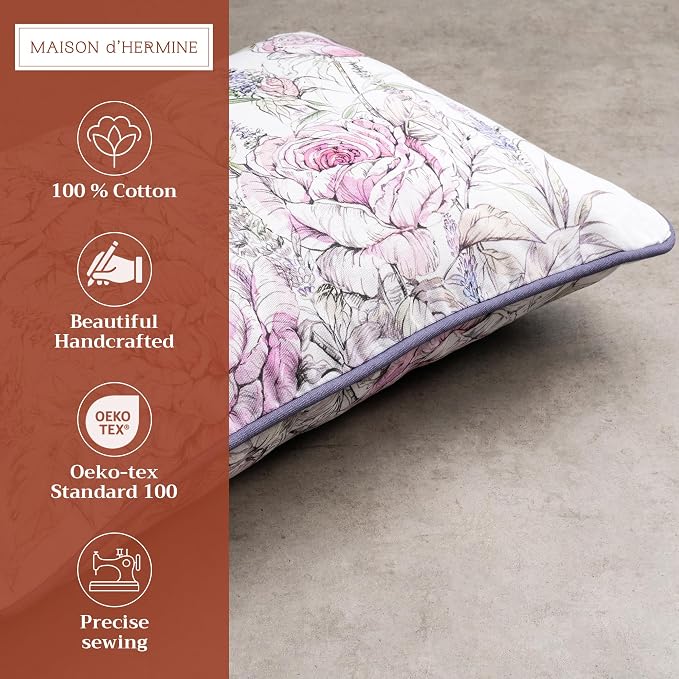 Maison d' Hermine Throw Pillow Covers 100% Cotton (12" x 20" - Pack of 1)