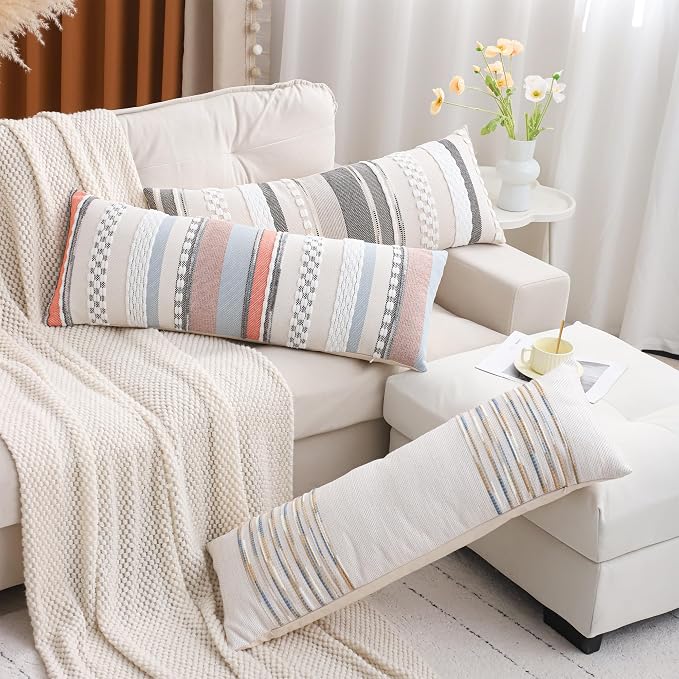 Boho Lumbar Throw Pillow Cover 14x36 Yellow Blue
