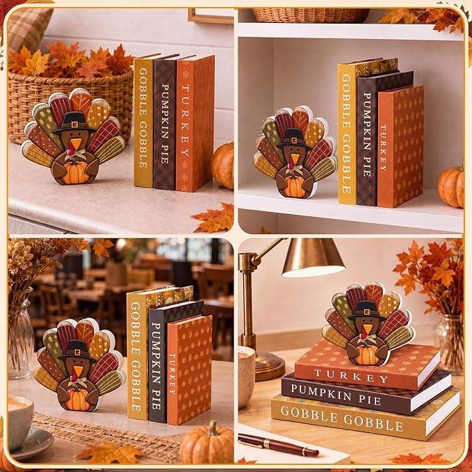 Thyle Fall Decorative Faux Books Set, Storage Boxes with Turkey Decor