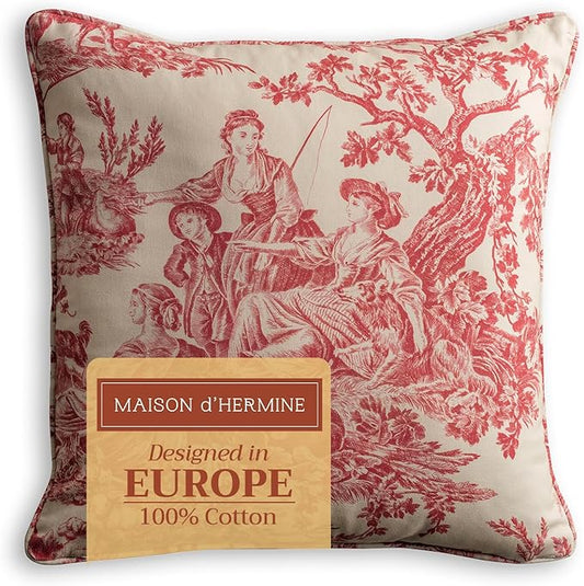 Maison d' Hermine Throw Pillow Covers 100% Cotton (20" x 20" - Pack of 1)