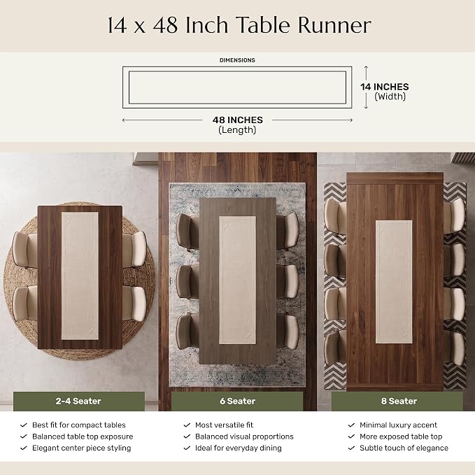 Solino Home 100% Pure Linen Table Runner Cinnamon Hemstitch, 14 x 48 in | Classic Hemstitch Table Runners for dining, hallway and console table styling | hand hemstitched borders | OEKO-TEX Certified