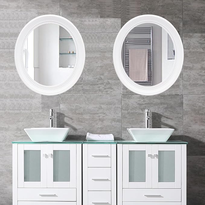 OIGUMR White Oval Bathroom Mirror Oval Wall Mirror 20 x 16.1 inch