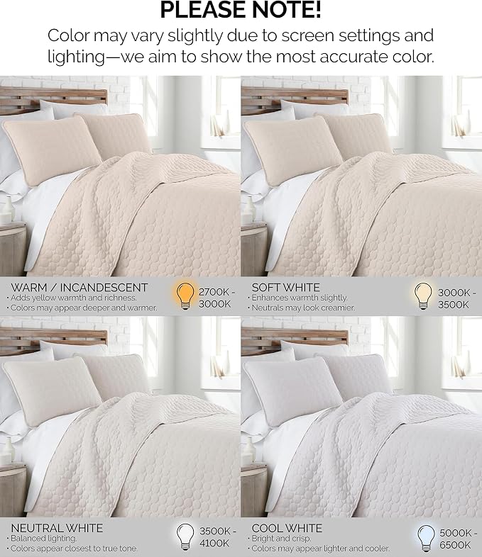 Southshore Fine Living, Inc. Twin XL Quilt Bedding Set, College Dorm Bedding Essentials, Stain Resistant, Microfiber Quilt, Twin XL Bedspread with Pillow Sham, Lightweight Bedspread, Bone Color