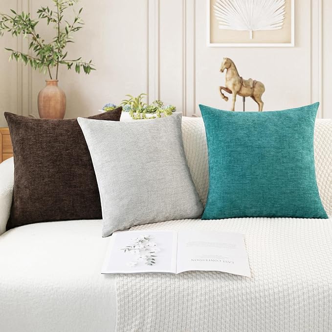 CaliTime Decorative Couch Throw Pillow Covers 24 X 24 Inches Coffee