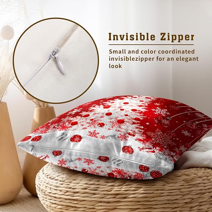 Giwawa Red Christmas Double Sided Pillow Covers Set of 2 18x18 Inch