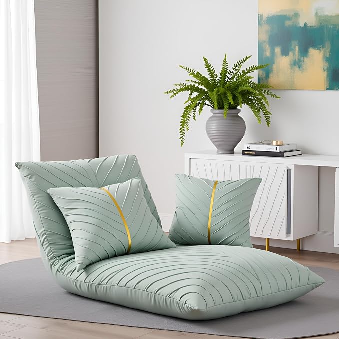 Velvet Throw Pillow Covers 18x18 Pack of 2 Gold Decor Mint Green